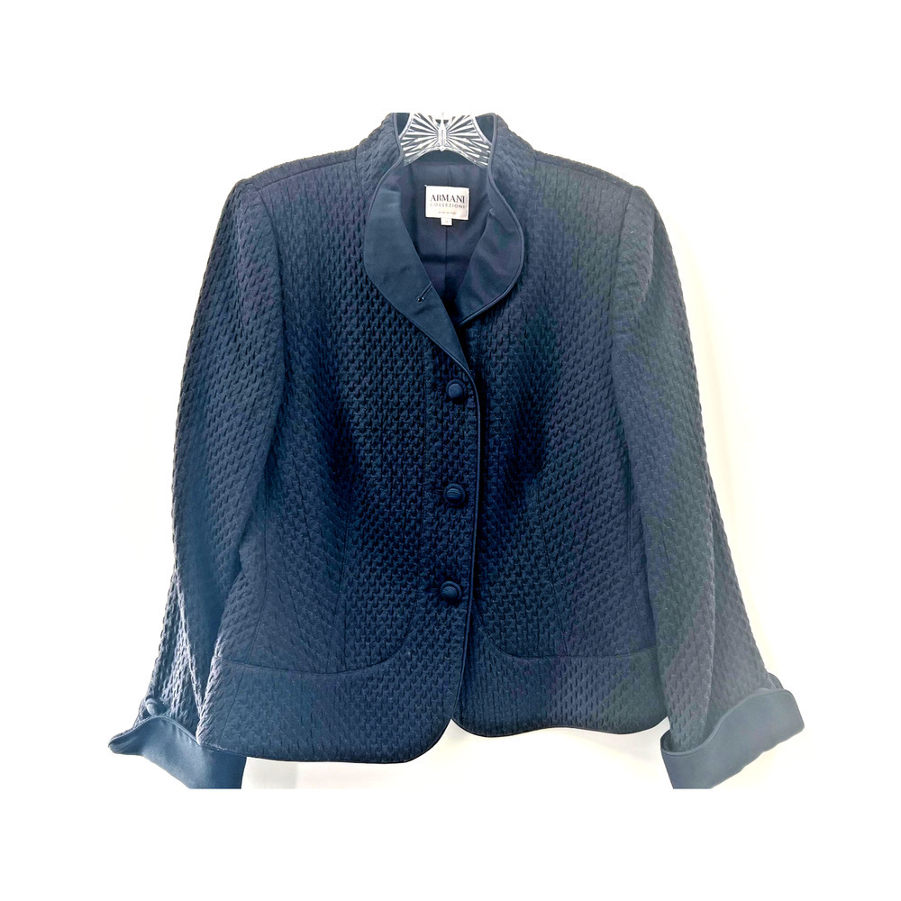 Armani Collezioni Women's Navy Blue Stretch Long Sleeve Jackets Blazer Size 10